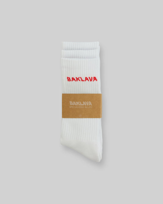 BAKLAVA CREW SOCKS 3-PACK (WHITE)